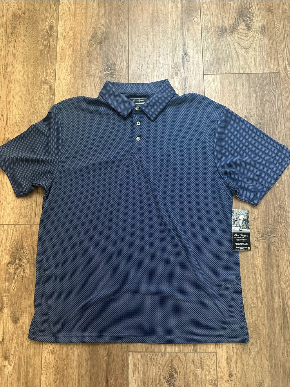 NWT! Ben Hogan Men's‎ Polo Golf Shirt, Navy Blue, Classic, Casual, UPF 50, Lg